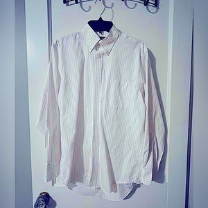 Men’s white pinstriped Oxford button down shirt in size 15-33 by Lands’ End